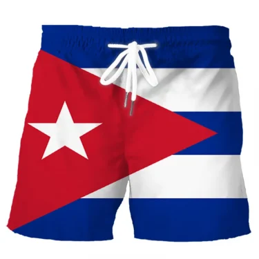 Retro 3D Printed Cuban Flag Beach Shorts Men Summer Casual Street Cube Pattern Short Pants Quick Dry Surf Board 2