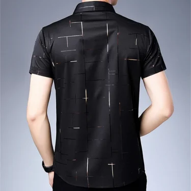 New Men's Business Casual Short Sleeved Shirt No Iron and Wrinkle Resistant Top 6