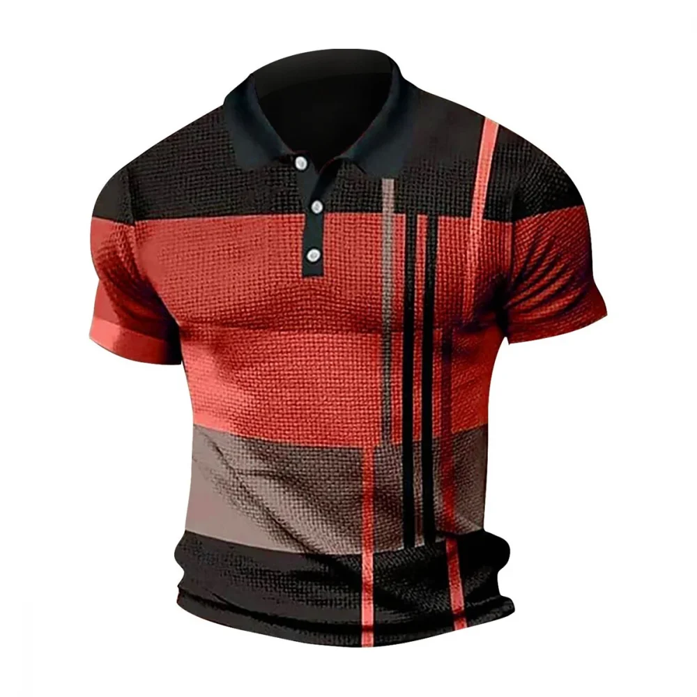 A color-blocked striped lapel-collar short-sleeved breathable and wear-resistant summer men's POLO shirt 6