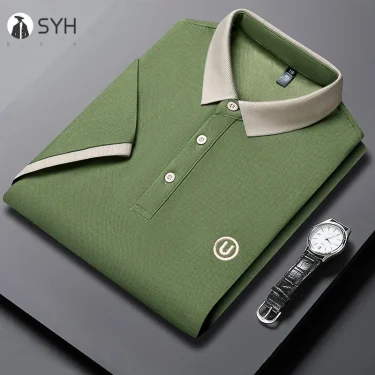 2024 Men's New Embroidered Cotton Business Leisure Short Sleeved POLO Shirt Fashion Short Sleeved Comfortable and Breathable Top 1