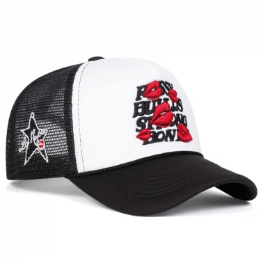 Unisex Letter Lips Embroidery Side Pentagram Baseball Net Caps Spring and Summer Outdoor Adjustable Casual Hats Sunscreen Hat 3