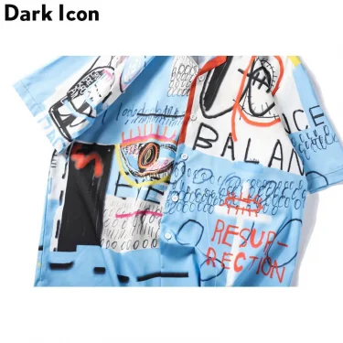 Dark Icon Graffiti Shirts Men Summer Beach Men's Shirts Short Sleeve 2025 New Retro Shirts Man Streetwear Clothes 4