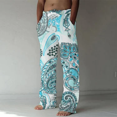 Spring/Summer 2023 Fashion Cashew Flower 3D Digital Printing Men's Bamboo Cotton Pants Casual Quick Dry Dance Yoga Pants 5XL 2