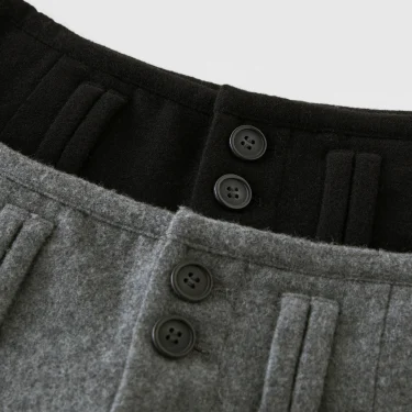 DUSHU 53.1% Wool Women Winter Trousers Black Commuter Simple Wool Blended Straight Pants Winter Thicken Grey Pant 24DH84070 5