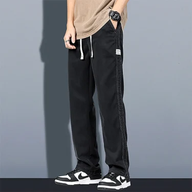 Spring/Summer New Soft Lyocell Fabric Men's Jeans Thin Loose Straight Leg PantsDrawstring Elastic Waist Korean casual pants 5
