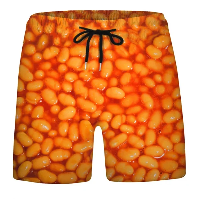 Sausages Food Graphic Beach Shorts Men Short Pants 3D Cheese Printed Elastic Waist Board Trunks Swimsuit homme 2023 Ice 5