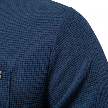 Men's Waffle Cotton Long Sleeve T-Shirt - Solid Color Single Pocket Design, Autumn Basic Breathable Top for Casual Outfits 3