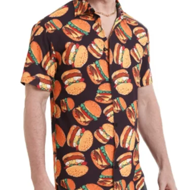 Summer Fashion Mens Hawaiian Shirts Short Sleeve Button Hamburger Printed Casual Beach Aloha Shirt Plus Size 3XL Hombre Ropa 2