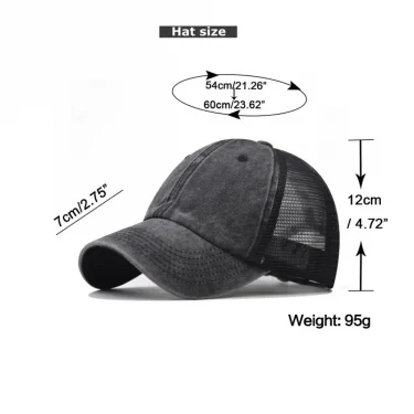 Vintage Washed Cotton Baseball Cap Women Men UV Protection Breathable Mesh Cap Visor Adjustable Hip Hop Caps 3