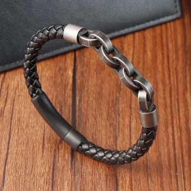 Leather Bracelet Infinity Shape Special Popular Pattern Men's Bracelet for Men Stainless Steel Jewelry Accessories Gift 2