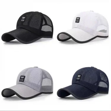 Summer Women Men Mesh Baseball Cap Solid Snapback Label Stick Sunhat Outdoor Breathable Hip Hop Baseball Hats Casquette 2