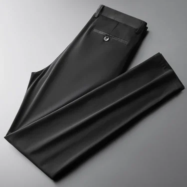 SHAN BAO Summer Brand Bamboo Fiber Thin Cotton Stretch Men's Fit Straight Pants Business Casual High Waist Lightweight Trousers 2