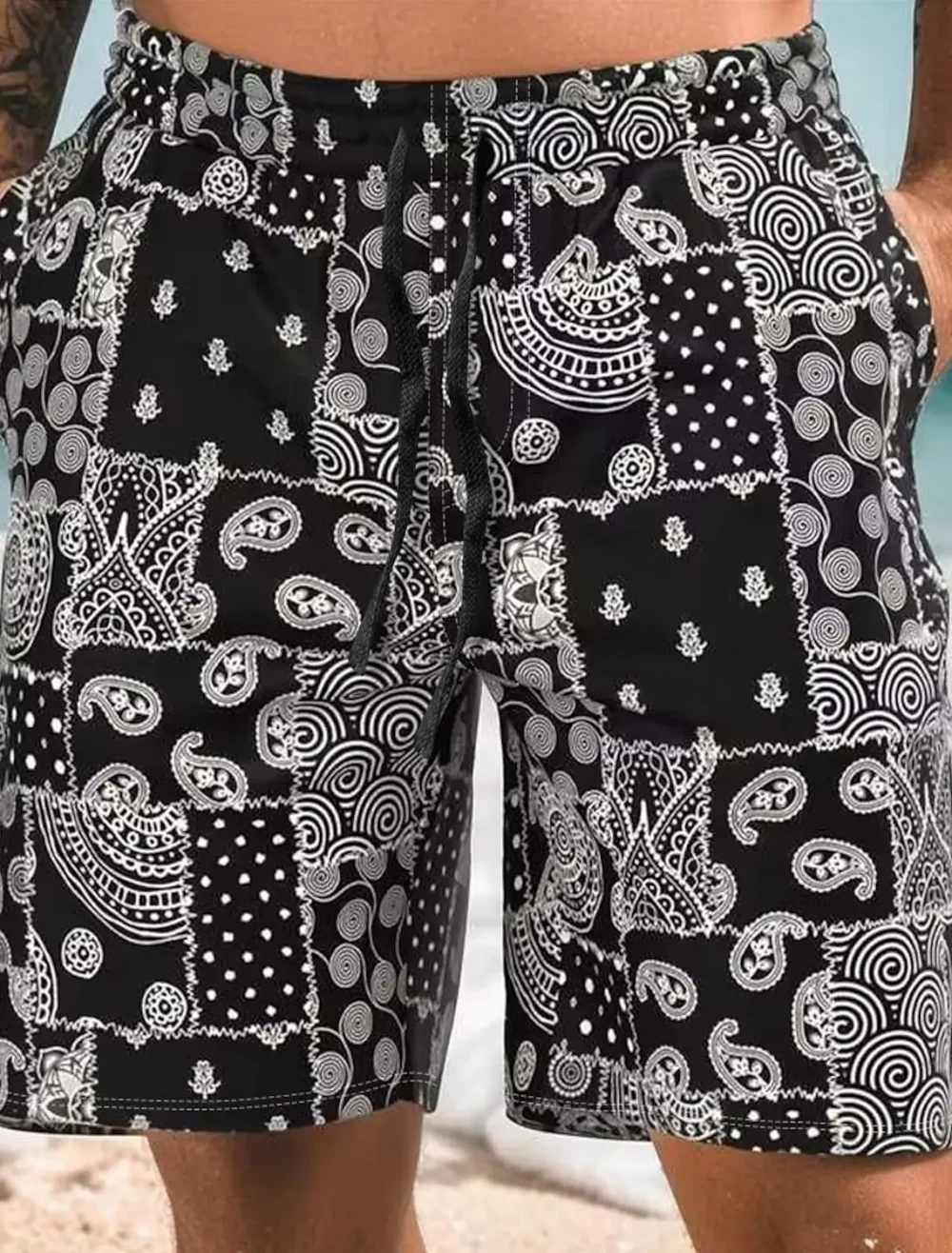 Men's Paisley Shorts Swimming Trunks Board Shorts Fashion Streetwear Pocket Drawstring Shorts Men's Underwear 4