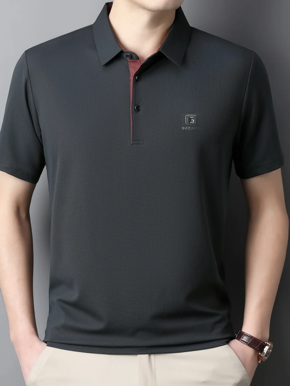 Men's lightweight summer short-sleeved Polo shirt, breathable polyester blend, ideal for golf, tennis and casual wear 3