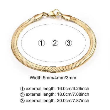 3/4/5MM Stainless Steel Snake Chain Bracelet For Women Men Classic Gold Color Charm Bracelets Jewellery Wholesale Dropshipping 6