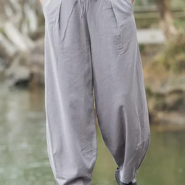 Baggy Cotton Linen Pants Men Casual Wide leg Oversize Jogger Linen Trousers Chinese Drawstring Sweatpants Male 2025 New 1