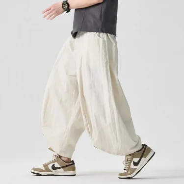 2025 Summer Wide Leg Pants Men sales Casual Pants Japanese Styles Samurai Costume Harun Pants Men Lantern Trousers Sweatpants 6