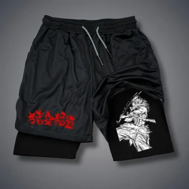 Men'S Fitness Performance Running Training Sports Shorts Fashion Print 2-In-1 Double-Layer Summer Mesh Quick-Drying Beach Shorts 4
