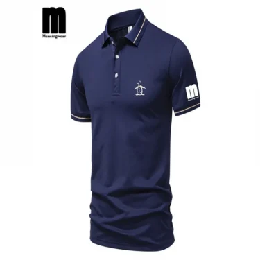 Summer new men's casual collar polo shirt, summer fashion casual collar button short sleeved comfortable breathable top 1