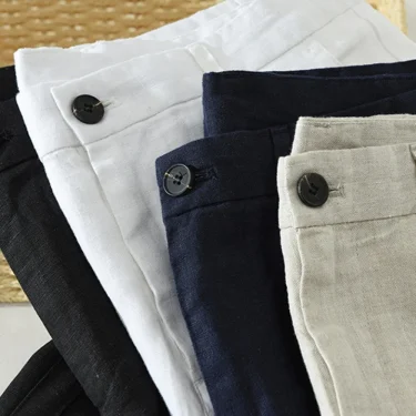 Summer men's linen pants loose straight pants Spring solid Trousers male breathable beach mens Casual pants 3