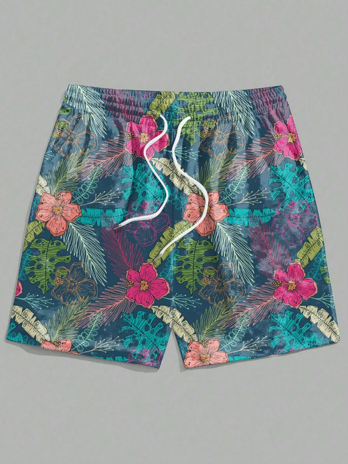 Men's Hawaiian Swim Trunks 3D Hawaiian Leaf Pattern Beach Shorts Quick Dry Outdoor Leisure Sports Shorts Fashion Men's Shorts 1