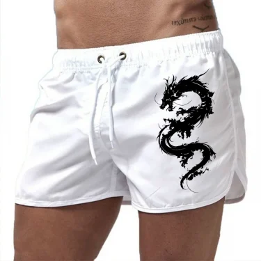 2025 Brand New Mens Board Shorts Chinese Dragon Design Printed Beach Shorts High Quality Male Summer Running Cycling Cool Shorts 2