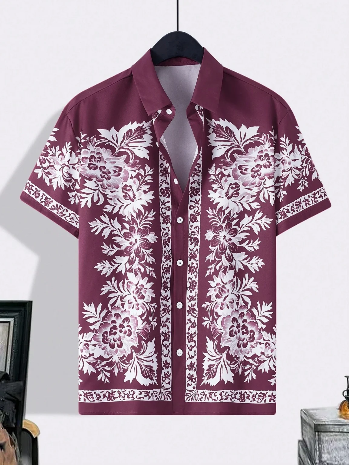Men'S Summer Printed Vacation Shirt T-Shirt Loose Casual Button Cardigan Fashionable And Handsome Half Sleeved Men'S Top 3