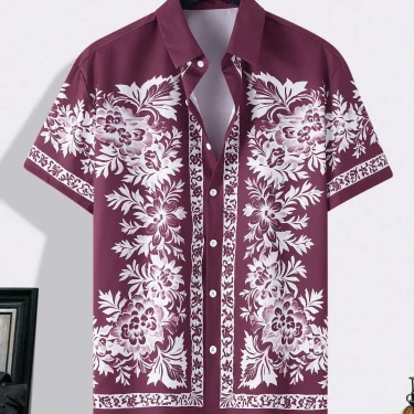 Men'S Summer Printed Vacation Shirt T-Shirt Loose Casual Button Cardigan Fashionable And Handsome Half Sleeved Men'S Top 3