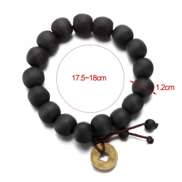 1Pc Wood Bead New Buddha Bracelet Buddhist Bangle Prayer Beads Copper Coin Women Men Lucky Religion Bracelets Charm Jewelry 6