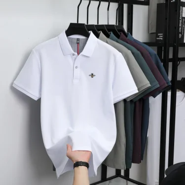 100% pure cotton luxury mens short sleeve summer new business casual polo shirt designer brand embroidered top fashionableTshirt 6