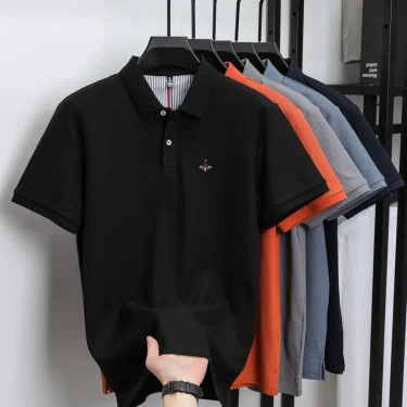 100% cotton men short sleeve lapel T-shirt luxury fashion brand bee embroidery summer breathable comfort high-quality polo shirt 6