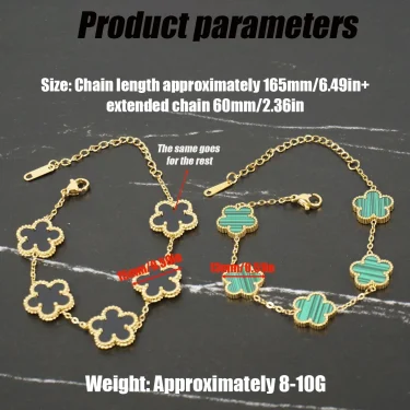 Y2K Style Metal Double Sided Plum Blossom Plant Five Leaf Flower Adjustable Bracelet Stainless Steel Luxury Women's Clover 1PC 5