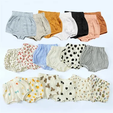 2025 Organic Cotton Shorts for Baby Clothes Toddler Boy & Girl Bloomer Printed Short Pants for Babies Board Shorts Diaper Covers 1