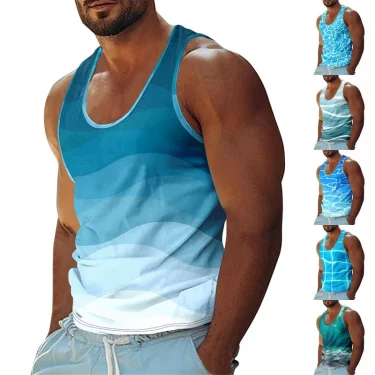 Sea Beach Casual Funny Tank Top For Men 3D Print Effect Quickly Dry Basketball Vest 2025 Summer Simple Fashion Sleeveless Top 2
