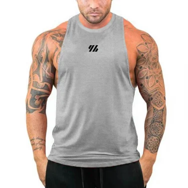 Mens Gym Tank top Fitness Sleeveless Shirt Male Mesh Breathable Fitness Vest Undershirt Sports Clothing Running Singlets Men 3