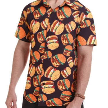 Summer Fashion Mens Hawaiian Shirts Short Sleeve Button Hamburger Printed Casual Beach Aloha Shirt Plus Size 3XL Hombre Ropa 4