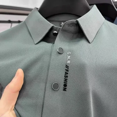 High end brand ice silk short sleeve polo shirt men's summer new fashionable printed casual T-shirt comfortable cool golf top 1