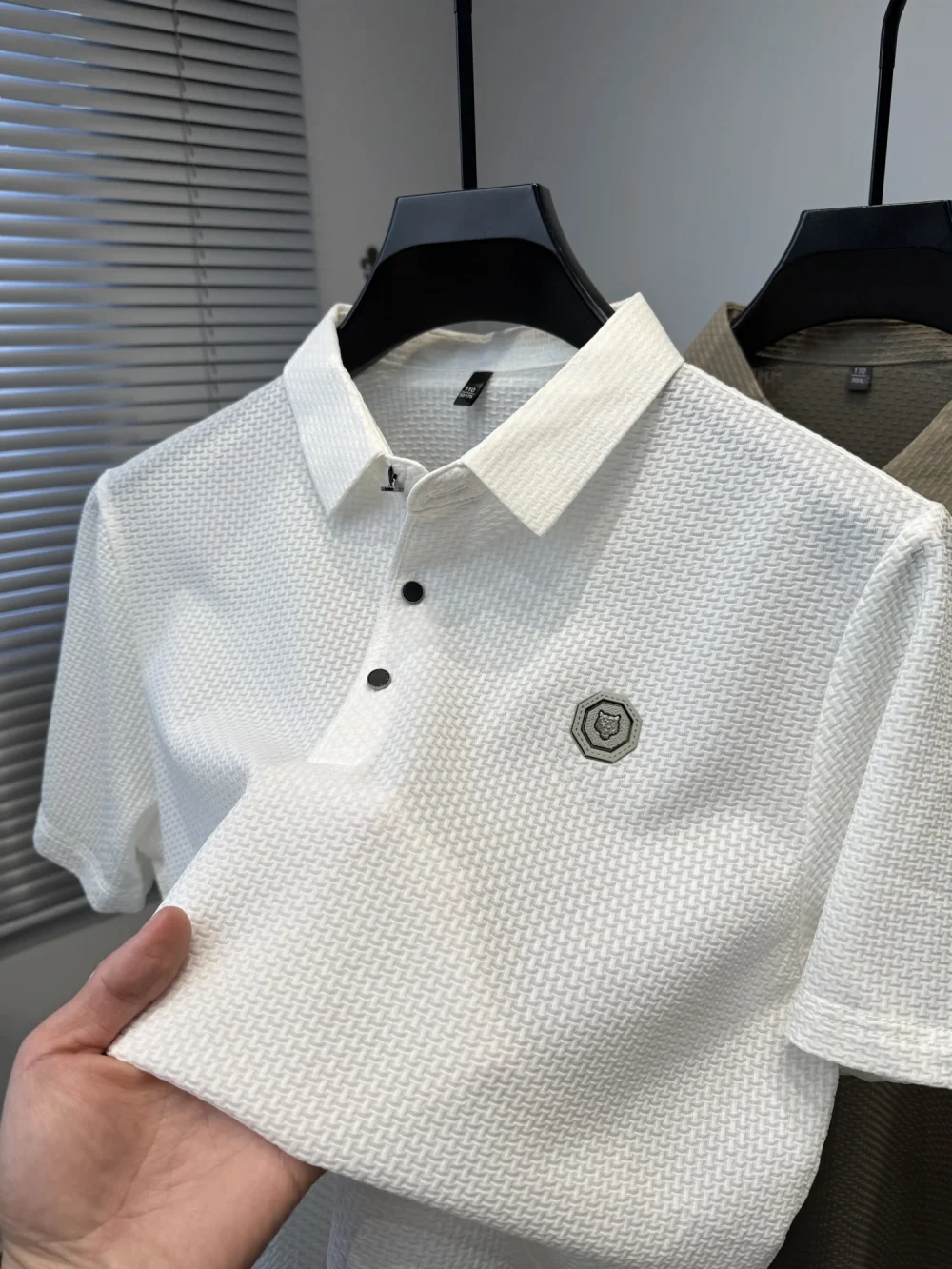 Men's summer new brand POLO shirt luxurious high-end customized relief design short sleeve fashionable elastic breathable Tshirt 2