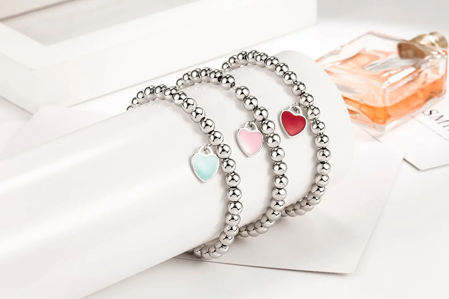 Authentic 925 Sterling Silver beads chain Heart pendant Bracelets for Women Street fashion designer Jewelry party wedding gifts 5