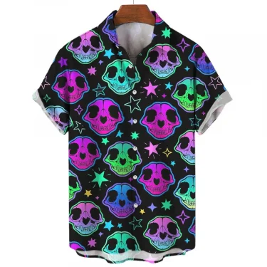 Demonic Horror 3D Printed Hawaiian Shirt Men's Loose Breathable Summer Short Sleeve 3