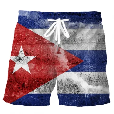 Retro 3D Printed Cuban Flag Beach Shorts Men Summer Casual Street Cube Pattern Short Pants Quick Dry Surf Board 5