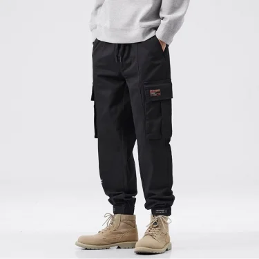 Men Japanese Style Casual Pants Male Loose Plus Size Straight Leg Brand Trousers Fashion Large Pocket Comfortable Cargo Pants 1