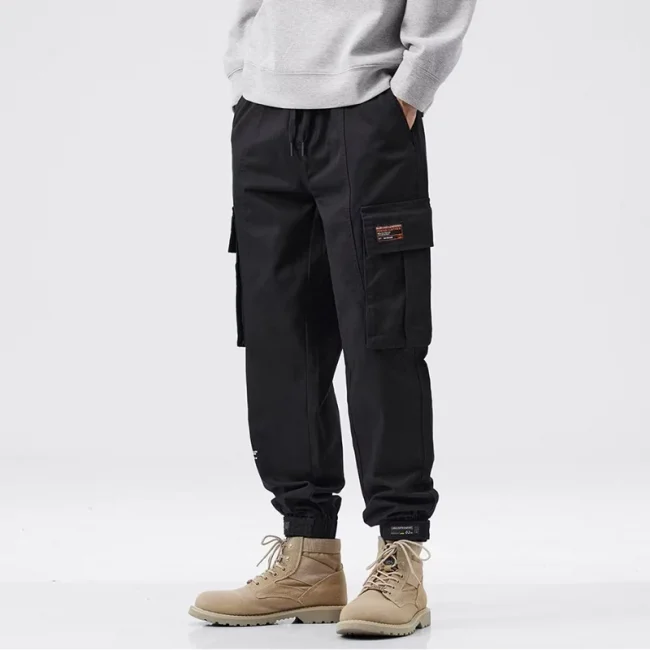 Men Japanese Style Casual Pants Male Loose Plus Size Straight Leg Brand Trousers Fashion Large Pocket Comfortable Cargo Pants 1