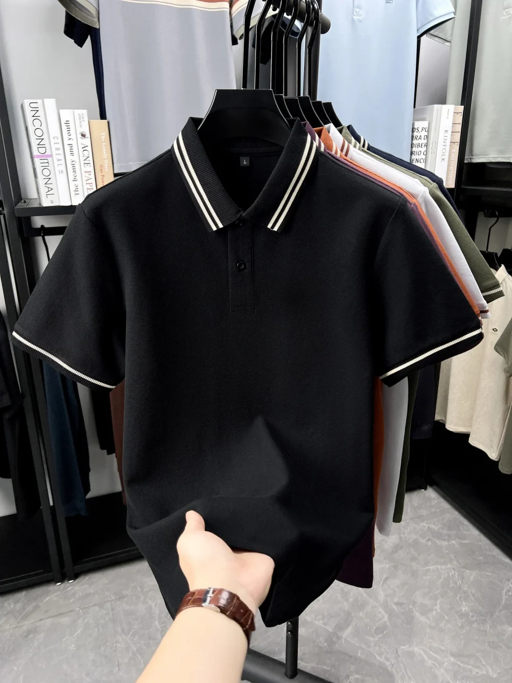 100% pure cotton men's new short sleeve summer custom fashion polo shirt high-quality luxury boutique Tshirt business casual top 6