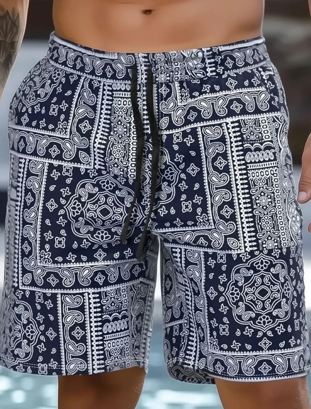 Men's Paisley Shorts Swimming Trunks Board Shorts Fashion Streetwear Pocket Drawstring Shorts Men's Underwear 2
