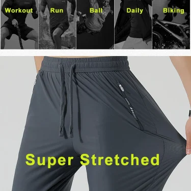 Men's Ice Silk Sweatpants 8 Colors Nylon/Spandex Light Cool Jogger Pants Unisex Man/Women Stretched Workout Sports Trousers 5