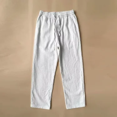 Cotton and linen pants men's summer thin loose straight leg wide-leg ice silk linen nine pants fashion brand high-grade feeling 2