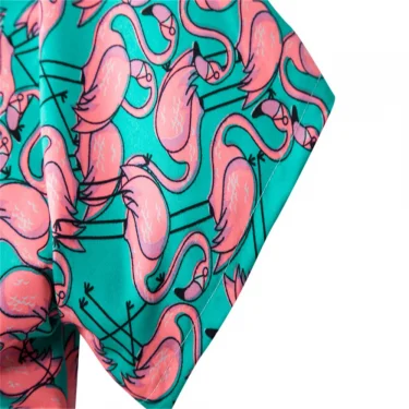 Seaside Vacation Quick-drying Clothes Loose Floral Tops Hawaiian Flamingo Print Beach Shirts Men's Short-sleeved Casual Shirt 3