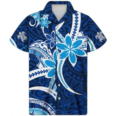 Newest Oversized Harajuku Fashion Polynesian Tribal Print Hawaiian Shirt Men's Casual Short Sleeve Summer Breathable Top Shirts 6