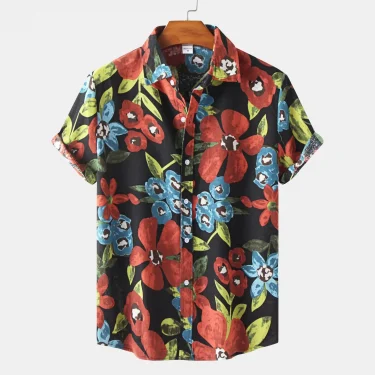 Personalized Patchwork Print Pattern Fashion Design men's And women's short-sleeved Shirts Fashion Tops Casual button-down Shirt 3